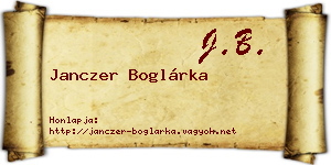 Janczer Boglárka névjegykártya